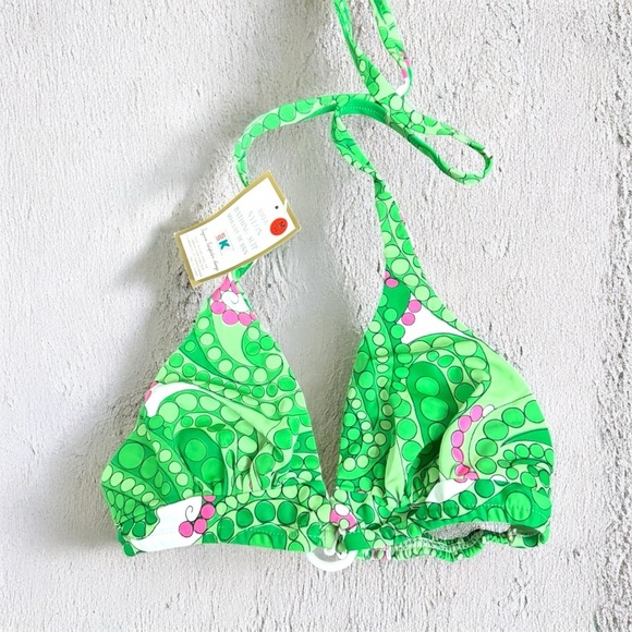 Y2K Green Retro Bubble Print Bikini Top – NWT M festival grunge - Picture 1 of 4